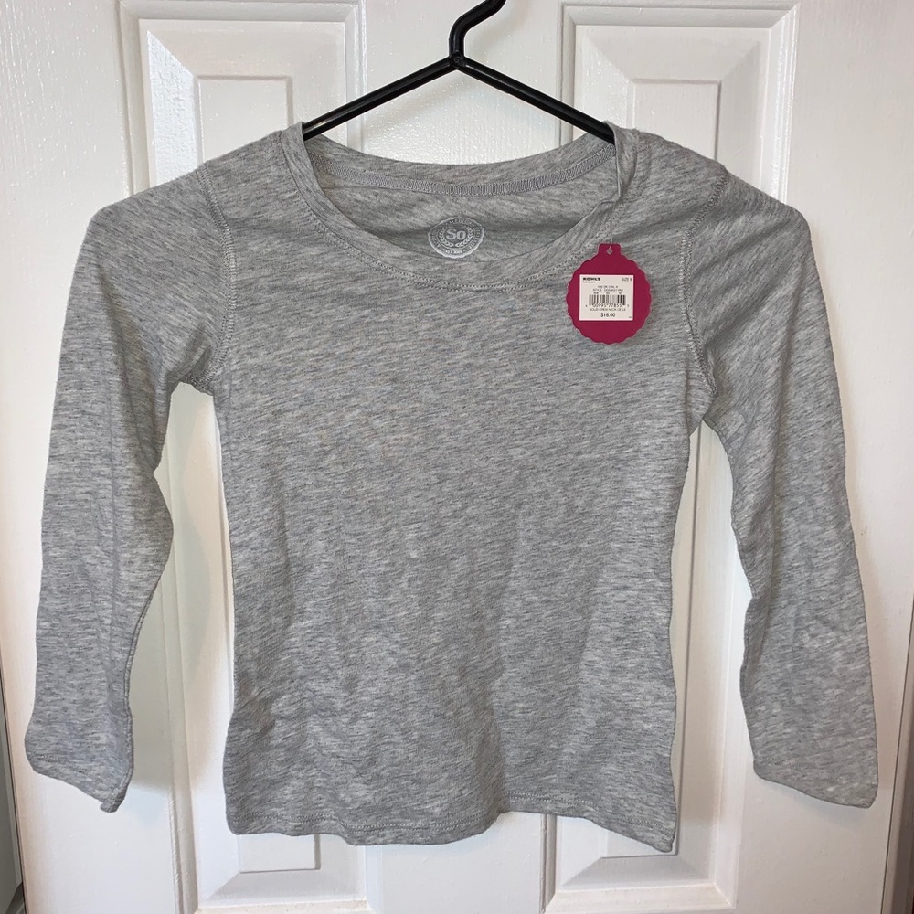 Girls Long Sleeve Gray Tee